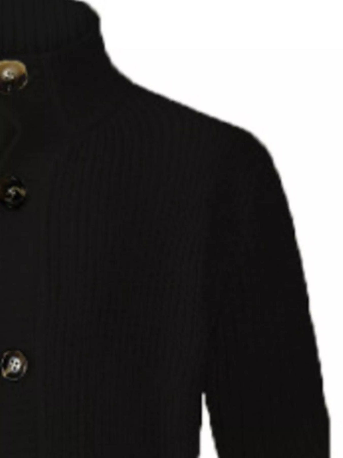 Nobilityze men's full-size ribbed knit cardigan with stand-collar and button-down front, stylish and comfortable Trendsi clothing.