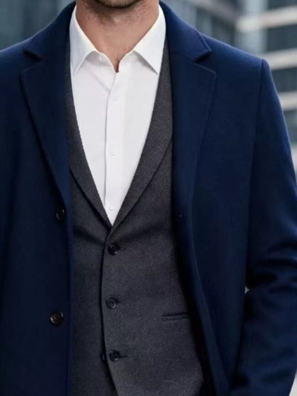 Nobilityze men's slim-fit overcoat with lapel collar, full size men's outerwear in black, tailored and stylish for colder weather.