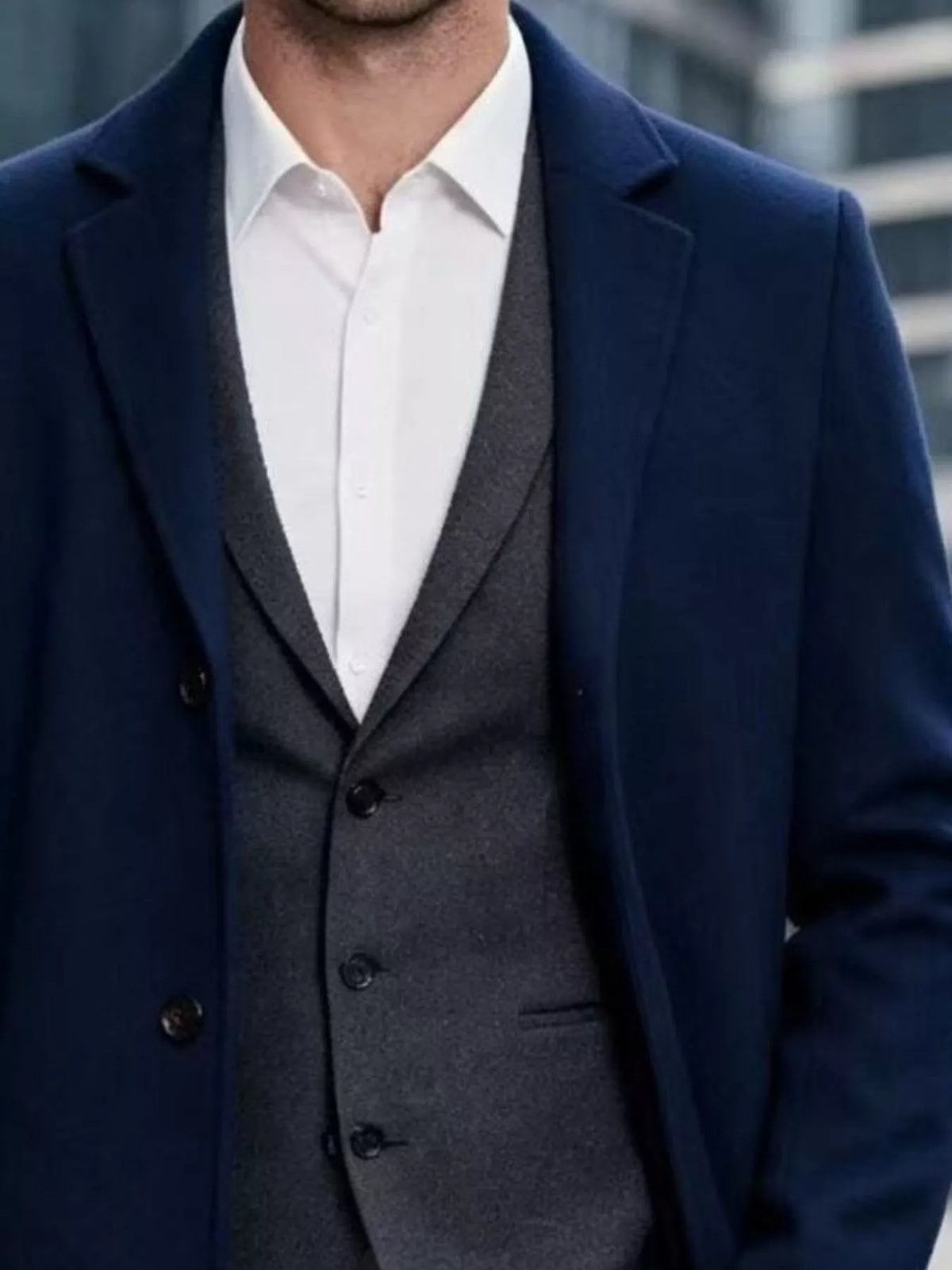 Nobilityze men's slim-fit overcoat with lapel collar, full size men's outerwear in black, tailored and stylish for colder weather.