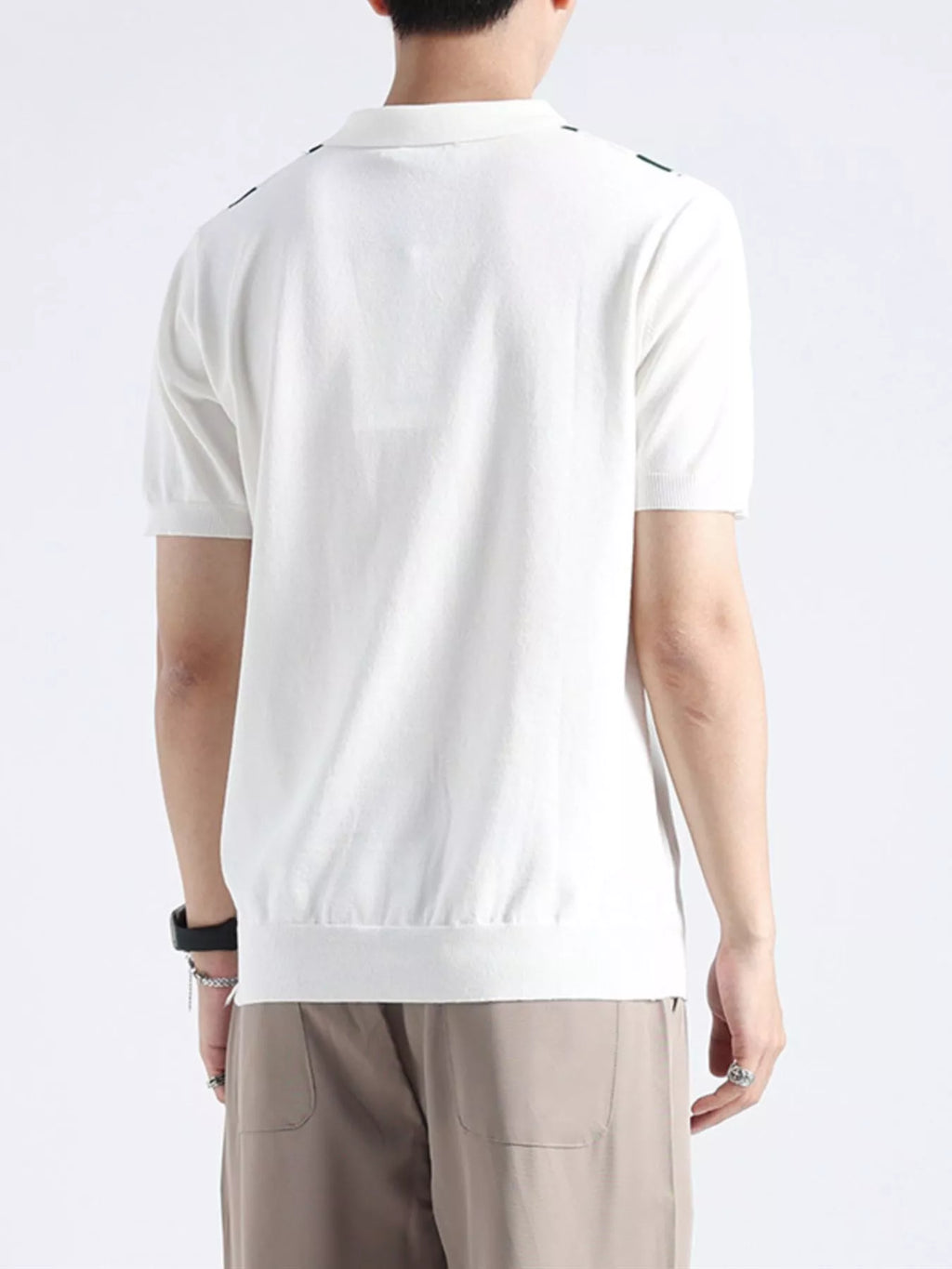 Men's plus size knitted polo shirt with geometric pattern from ValiantMan, featuring a stylish design and comfortable fit.