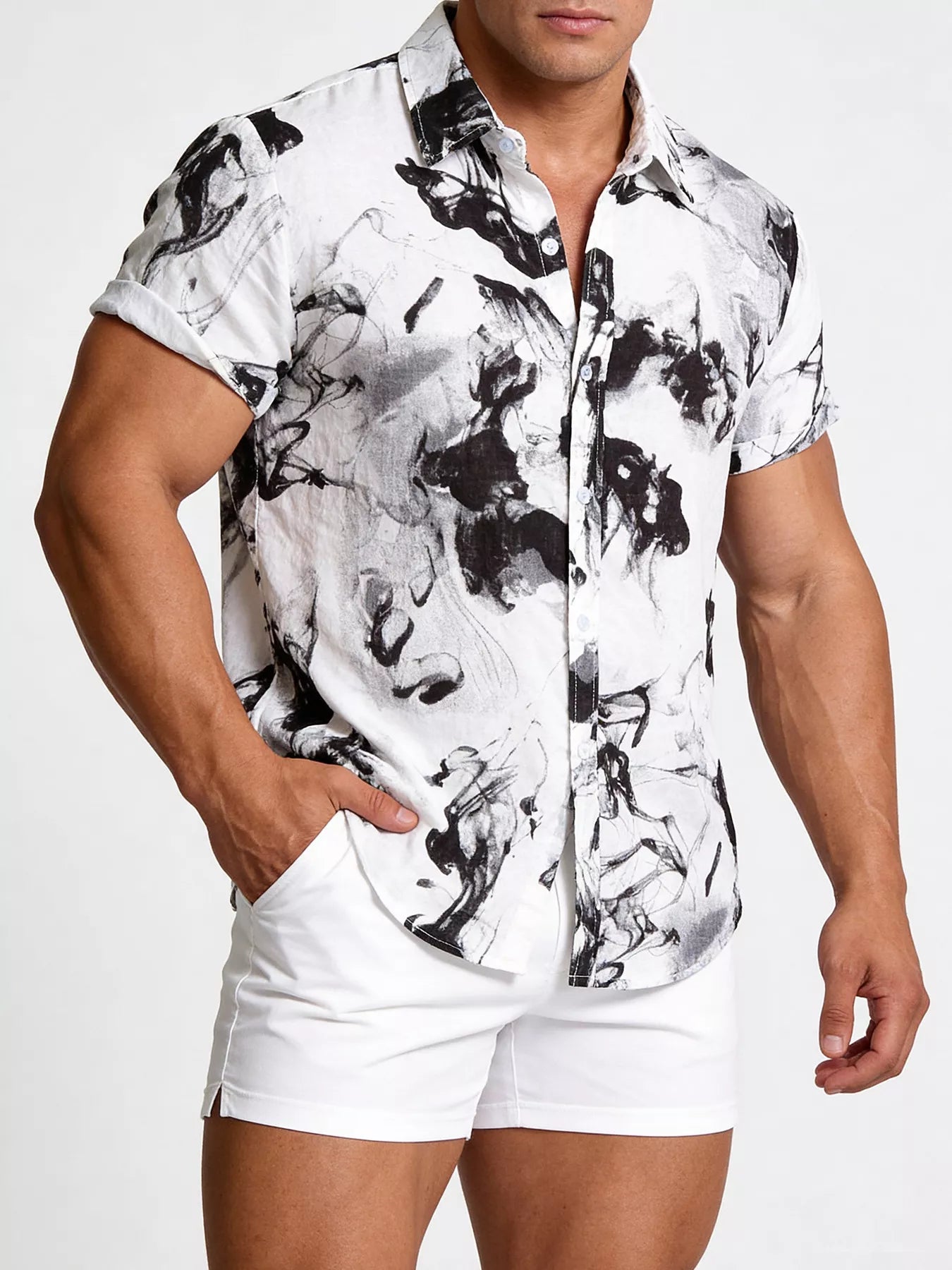 Trendsi RIGOR men's casual short sleeve polo shirt and matching shorts set, featuring a collared shirt and comfortable shorts.