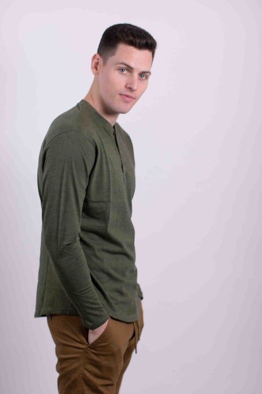 Generation XYZ long sleeves Henley T-shirt, casual shirt with buttoned neckline and fitted long sleeve design.
