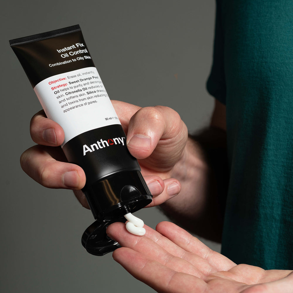 CityBoyz USA Anthony Instant Fix Oil Control Treatment grooming product for controlling oil and shine, with a sleek bottle design.