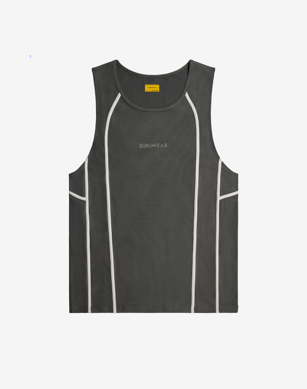 Grey Supawear Airflow Tank Top by CITYBOYZ★USA, lightweight activewear singlet with breathable fabric and athletic fit.