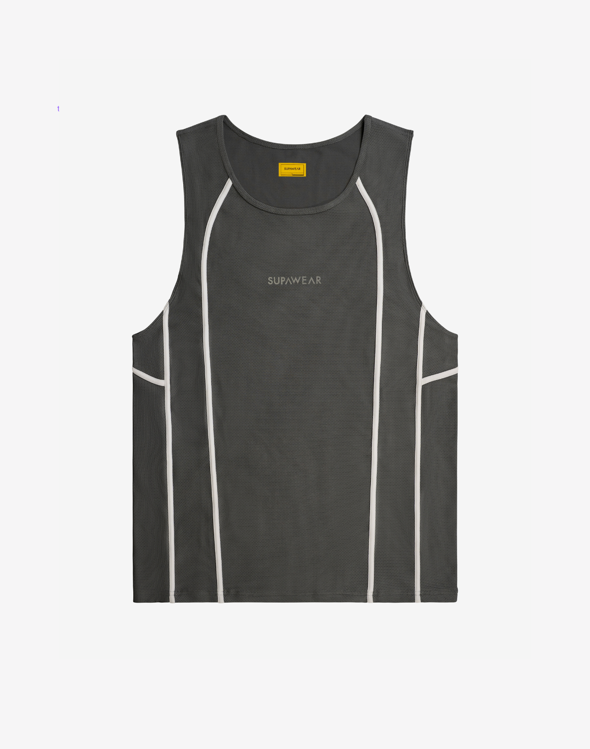 Grey Supawear Airflow Tank Top by CITYBOYZ★USA, lightweight activewear singlet with breathable fabric and athletic fit.