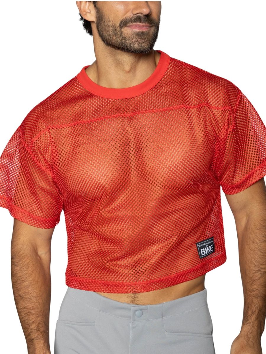 Bright red CITYBOYZ★USA bike athletic short sleeve practice jersey with breathable fabric and athletic fit, designed for cycling.
