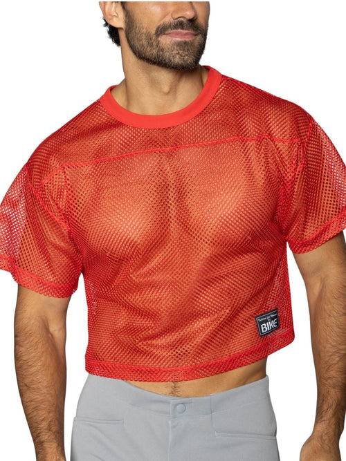 Bright red CITYBOYZ★USA bike athletic short sleeve practice jersey with breathable fabric and athletic fit, designed for cycling.