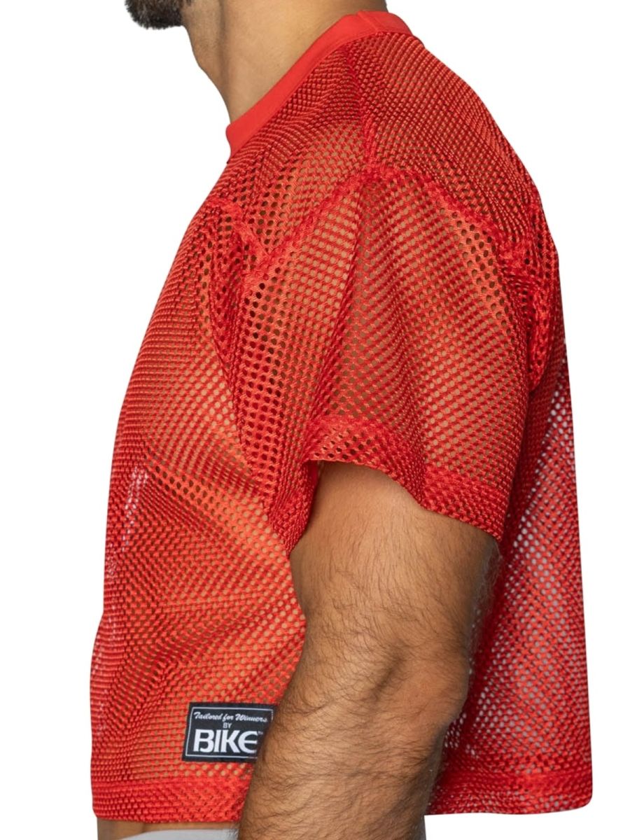 Bright red CITYBOYZ★USA bike athletic short sleeve practice jersey with breathable fabric and athletic fit, displayed flat.