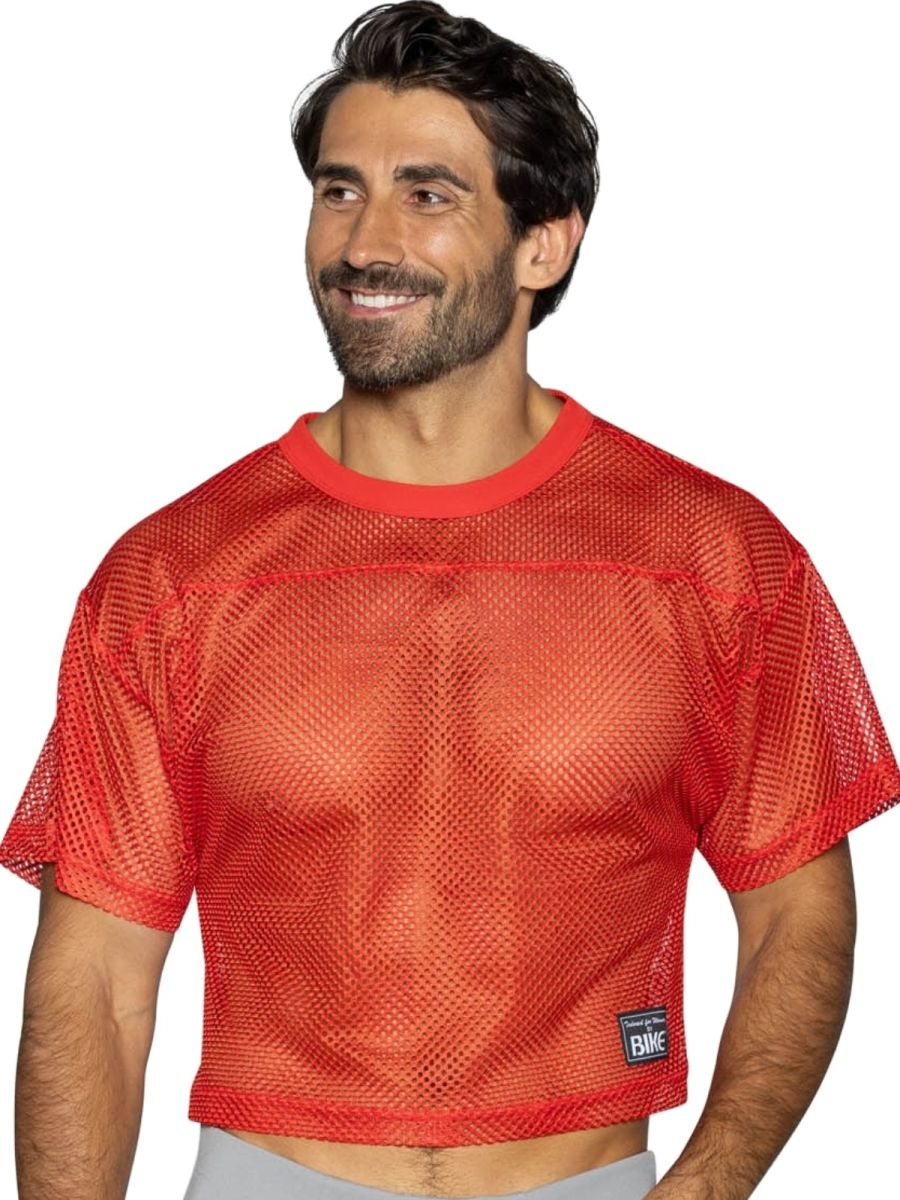 Bright red CITYBOYZ★USA bike athletic short sleeve practice jersey with breathable fabric and athletic fit.