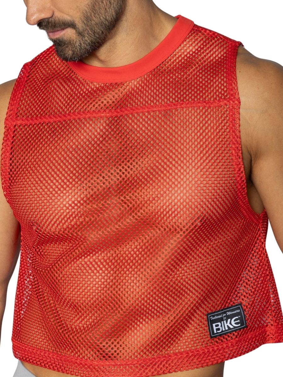 Red CITYBOYZ USA bike athletic sleeveless practice jersey tank top with breathable fabric and athletic fit.