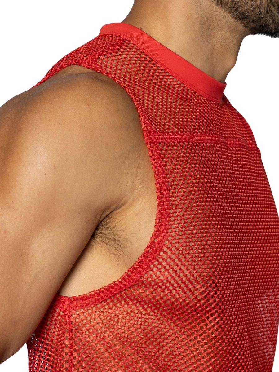 Red CITYBOYZ USA bike athletic sleeveless practice jersey tank top with breathable fabric and athletic design.