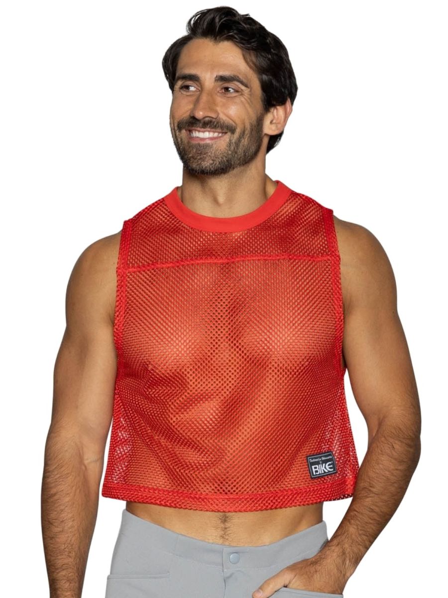 Red CITYBOYZ USA bike athletic sleeveless practice jersey tank top with breathable fabric and athletic fit.