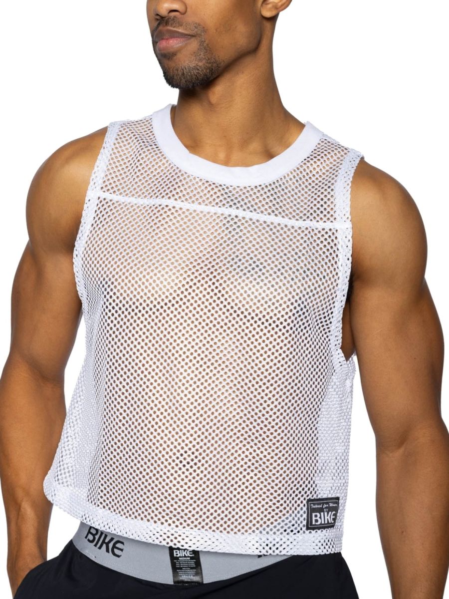 White CITYBOYZ★USA bike athletic sleeveless practice jersey tank top with breathable fabric and athletic fit.