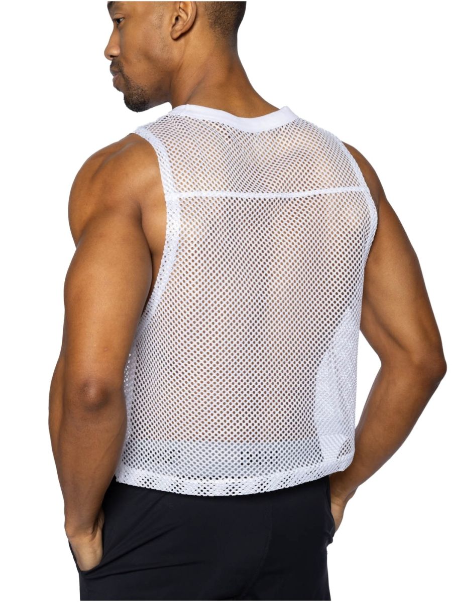 White CITYBOYZ★USA bike athletic sleeveless practice jersey tank top with breathable fabric and athletic fit.
