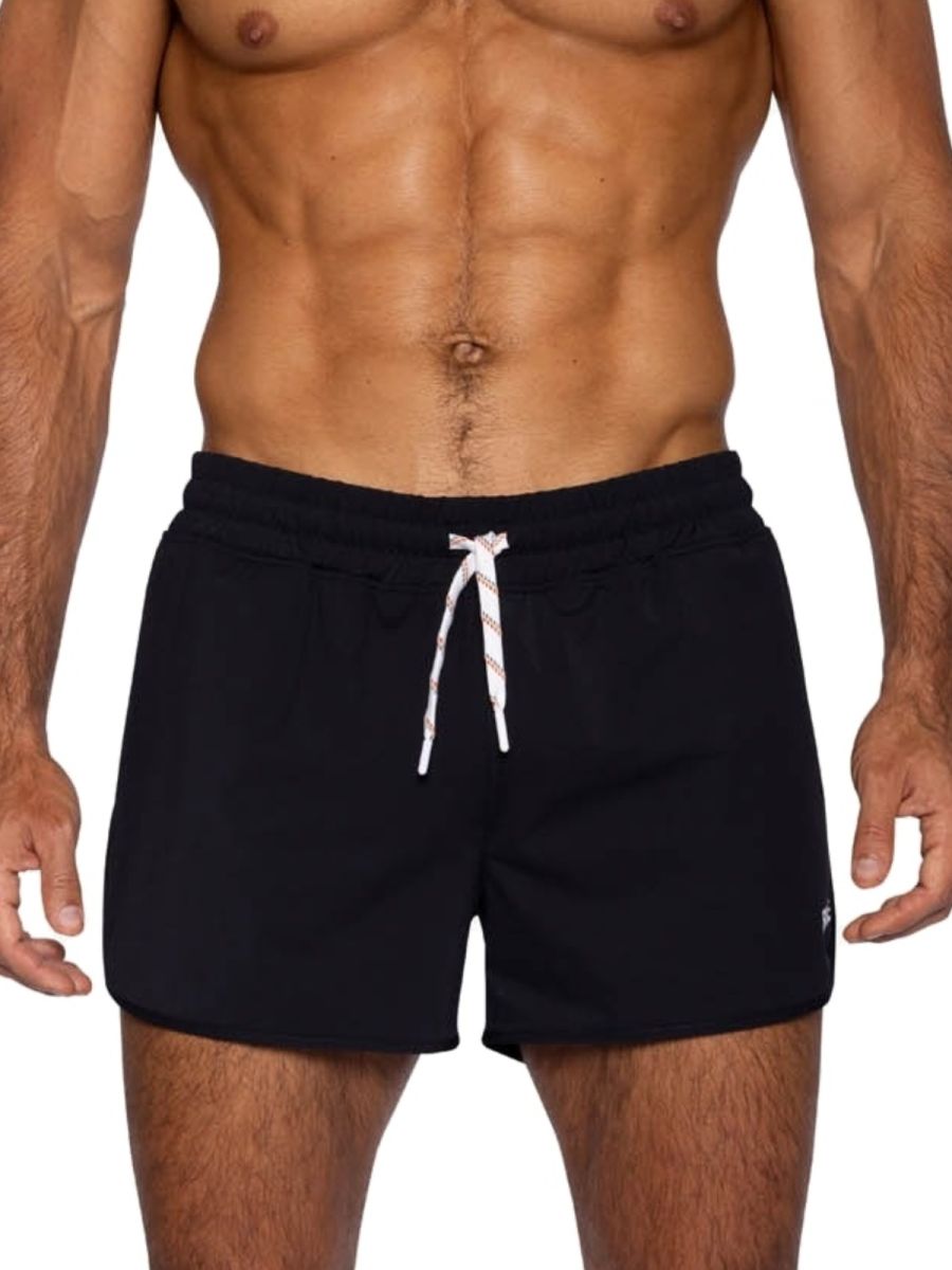 Black CITYBOYZ USA bike athletic track shorts with a sleek design, lightweight fabric, and comfortable fit for active wear.