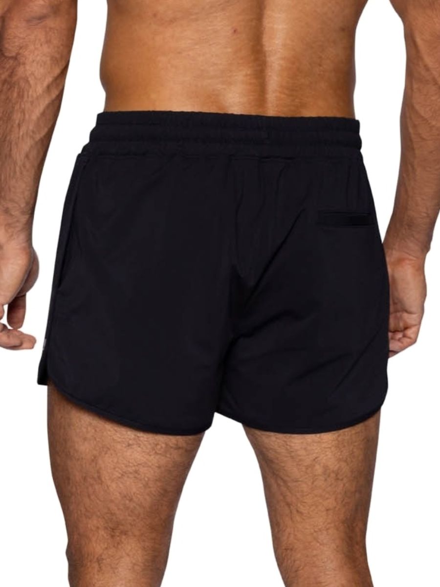 Black CITYBOYZ USA athletic bike track shorts with elastic waistband and sporty design, suitable for active sports and workouts.
