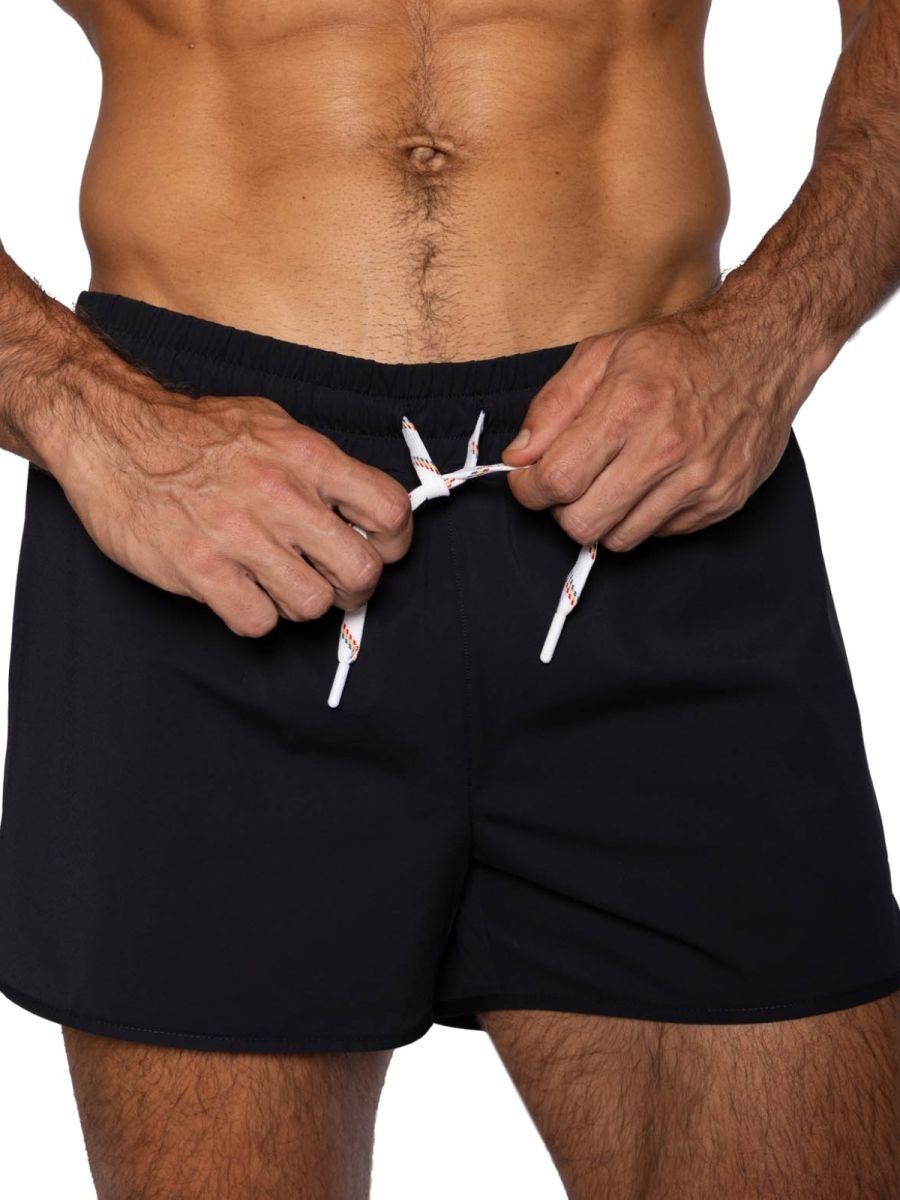 Black CITYBOYZ★USA bike athletic track shorts with lightweight fabric and athletic fit, suitable for running and cycling.