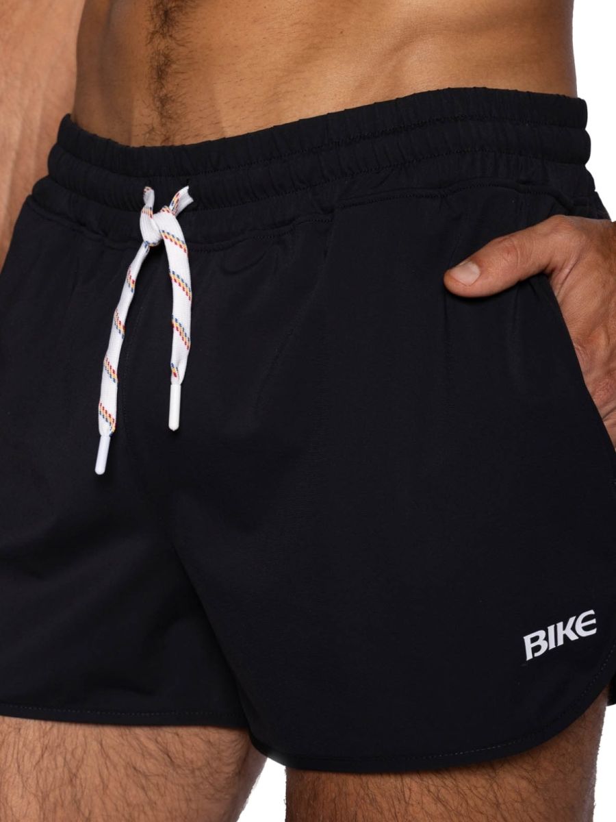 Black CITYBOYZ★USA bike athletic track shorts with lightweight fabric and adjustable waistband for active sports and running.