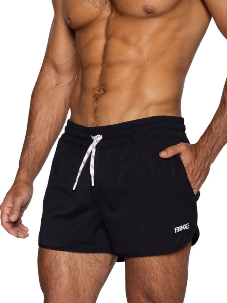 Black CITYBOYZ★USA bike athletic track shorts with breathable fabric and elastic waistband, designed for active sports.