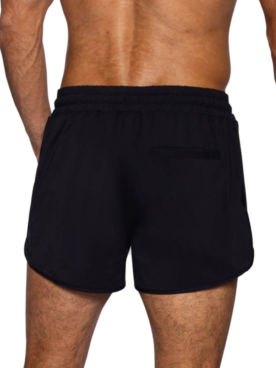 Black CITYBOYZ★USA bike athletic track shorts designed for active wear, featuring lightweight fabric and a comfortable fit.