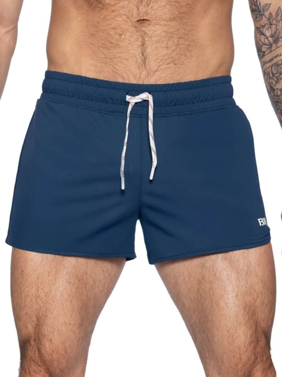 Navy athletic bike track shorts by CITYBOYZ USA featuring a lightweight design and elastic waistband for active wear.