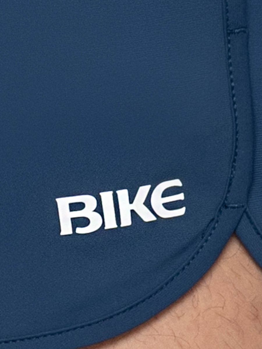 Navy blue CITYBOYZ★USA athletic bike track shorts with breathable fabric and elastic waistband, designed for active sports.