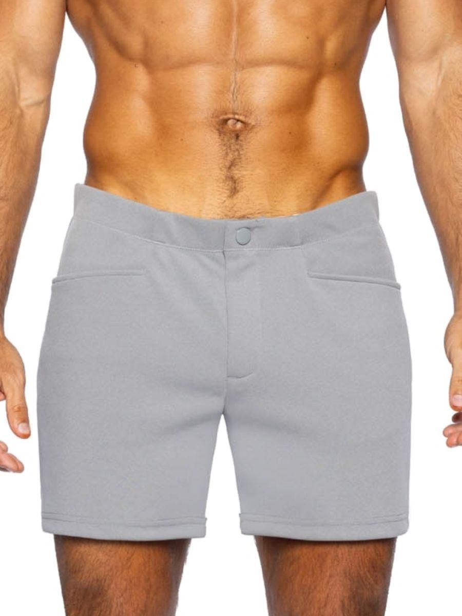Gray CITYBOYZ USA bike athletic coaches shorts with 5-inch inseam, featuring a comfortable fit and athletic design.