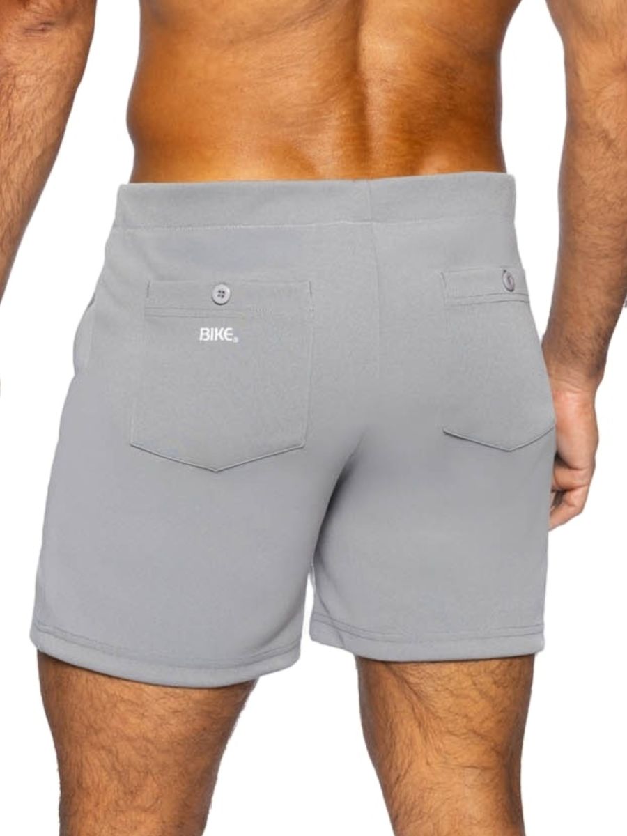 Gray CITYBOYZ USA bike athletic coaches shorts with a 5-inch inseam, designed for comfort and performance during active wear.