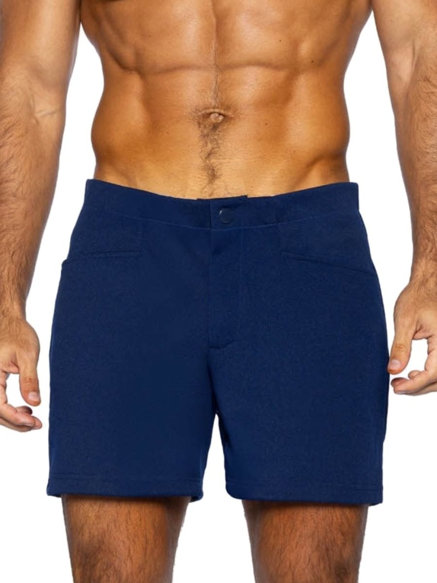 CITYBOYZ★USA bike athletic coaches shorts in navy with 5-inch seams, designed for comfort and performance during active wear.