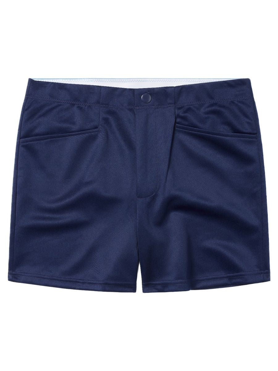 Navy CITYBOYZ USA athletic bike shorts with 5-inch inseam, lightweight, breathable fabric, and athletic fit for active wear.