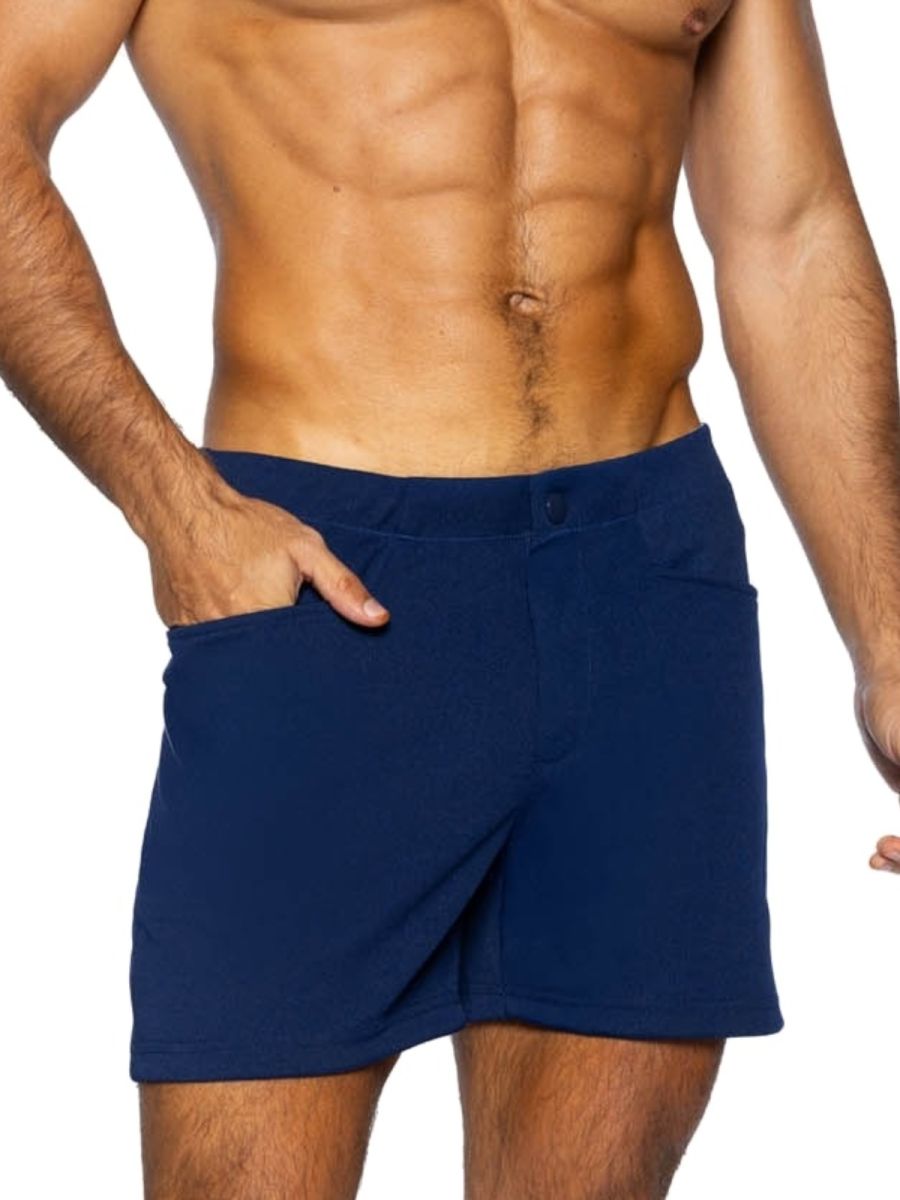 Navy CITYBOYZ USA athletic bike shorts with 5-inch inseam, lightweight fabric, and athletic fit for active riding or workouts.