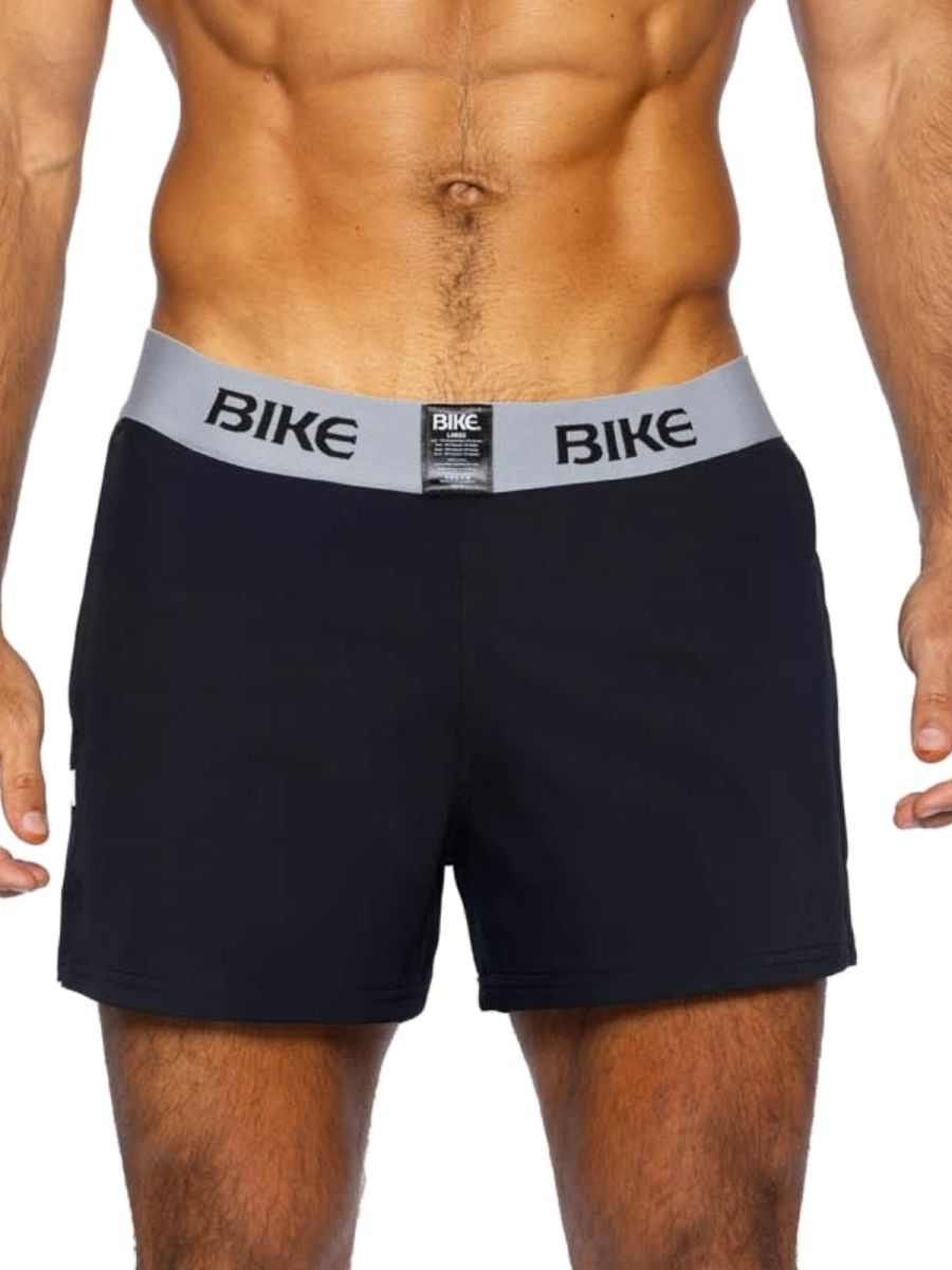 Black CITYBOYZ USA Bike Athletic Jock Short with elastic waistband and breathable fabric, designed for active sports and cycling.