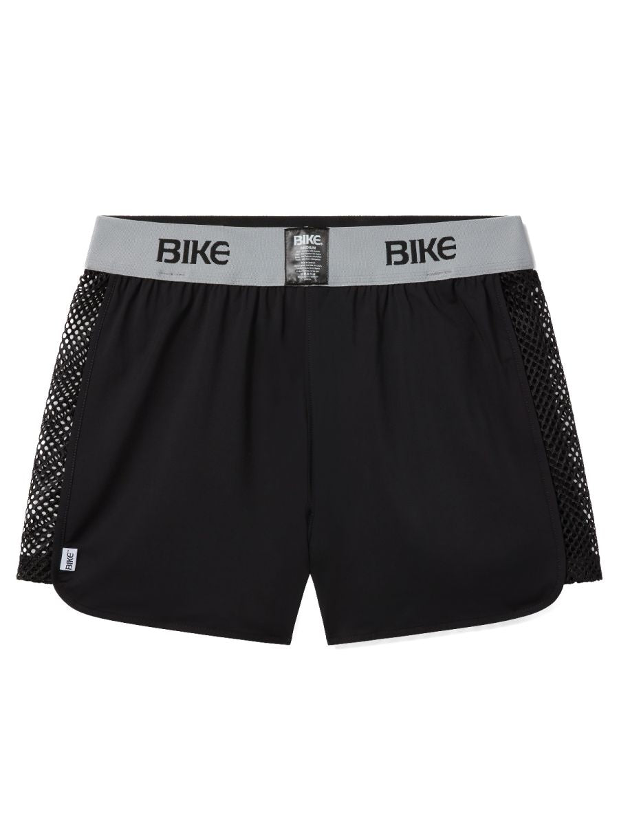 Black CITYBOYZ USA Bike Athletic Peek-a-Boo Jock Short featuring breathable fabric and sporty design for active wear.