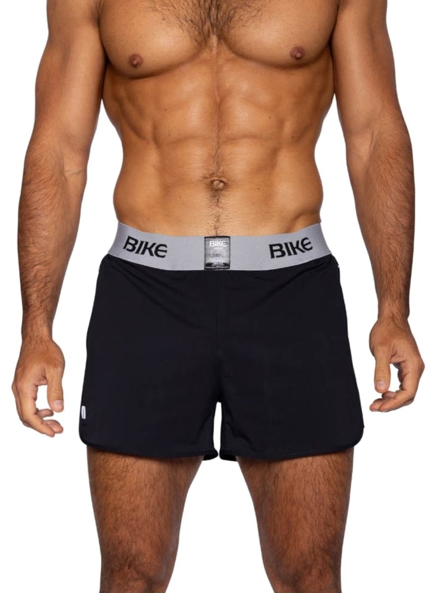 Black Bike Athletic Peek-a-Boo Jock Short by CITYBOYZ★USA showing the lightweight jockstrap with breathable fabric and snug fit.