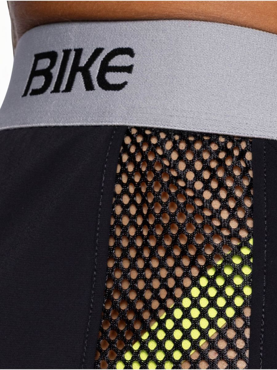 Black CITYBOYZ★USA Bike Athletic Peek-a-Boo Jock Short with sporty design and comfortable fit, shown on a model.