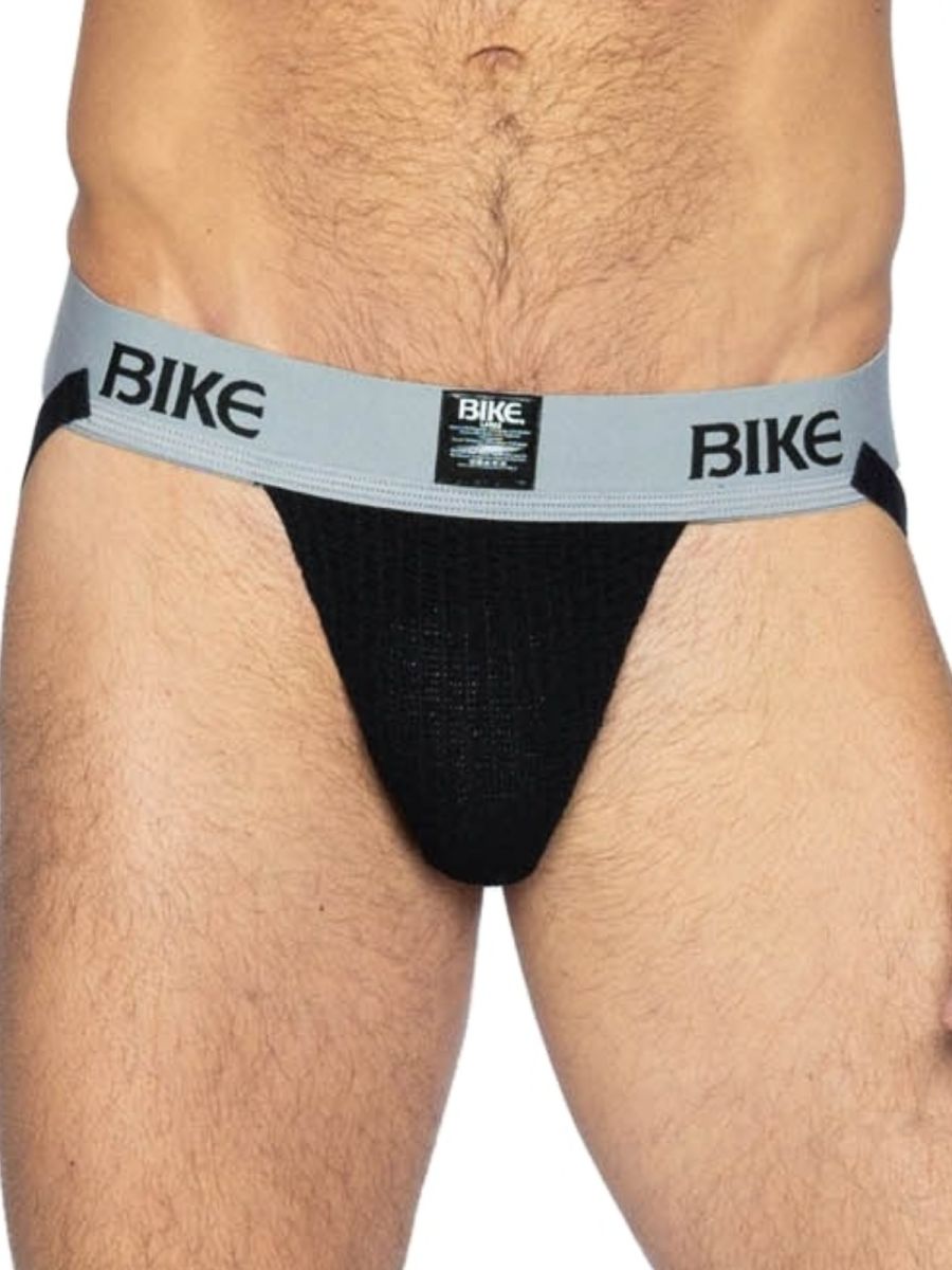 Black Bike Athletic Classic Jockstrap by CITYBOYZ★USA with supportive waistband and athletic design, shown on a white background.