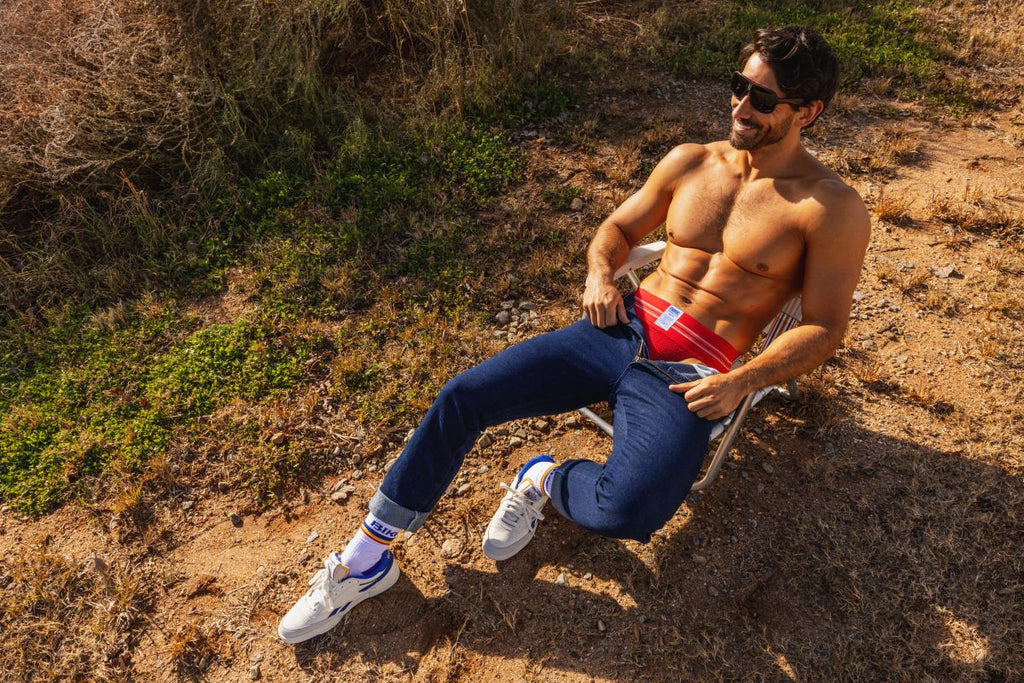 Red Bike Athletic Original Number 10 Jockstrap by CITYBOYZ USA, showcasing the supportive athletic design with branded waistband.