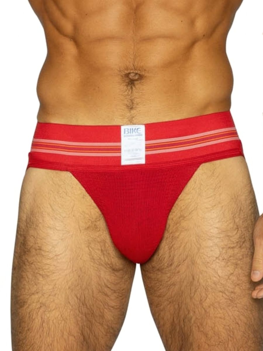 Red Bike Athletic Original Number 10 Jockstrap by CITYBOYZ★USA, showcasing its supportive design and athletic fit.