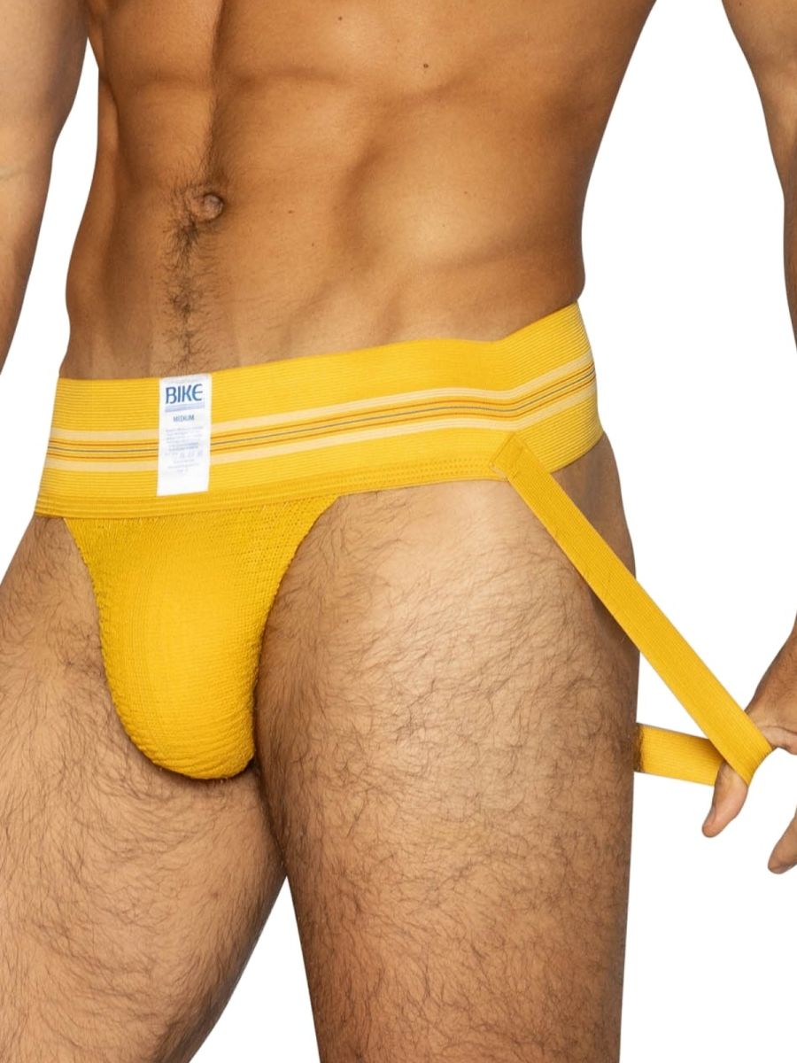 Yellow Bike Athletic Original Number 10 Jockstrap by CITYBOYZ★USA with adjustable waistband and supportive front pouch.