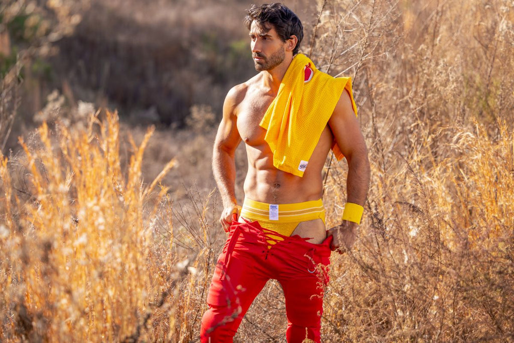 Yellow Bike Athletic Original Number 10 jockstrap by CITYBOYZ★USA with supportive waistband and athletic design.