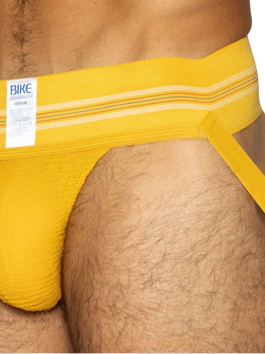 Yellow Bike Athletic Original Number 10 Jockstrap by CITYBOYZ★USA with supportive waistband and athletic design, front view.