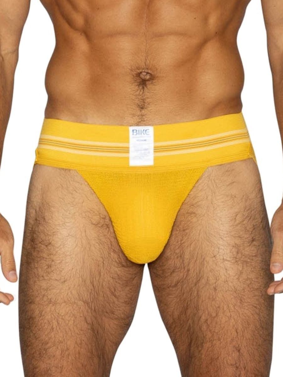 Yellow Bike Athletic Original Number 10 jockstrap by CITYBOYZ★USA with supportive waistband and athletic design.