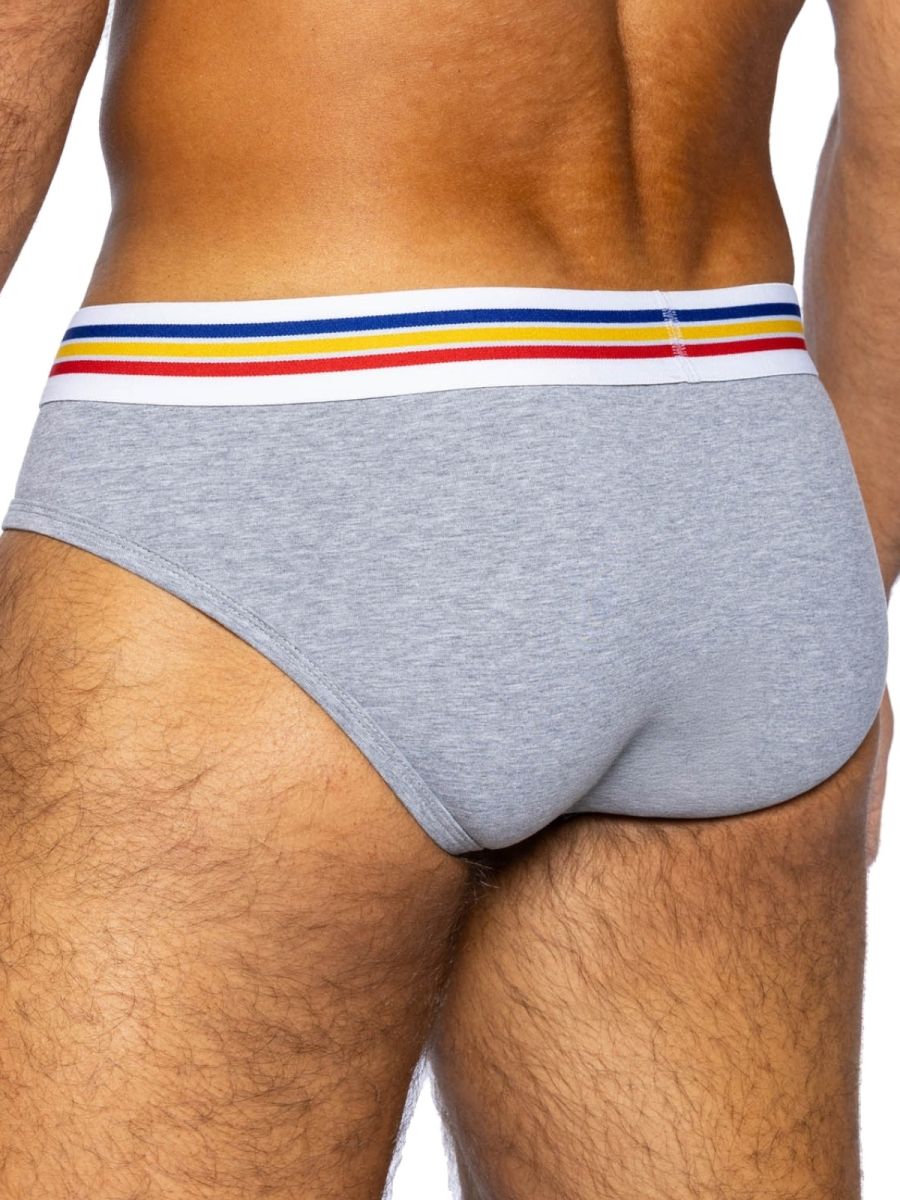 Gray athletic stretch cotton briefs by CITYBOYZ★USA, featuring a comfortable fitted style and classic brief design.