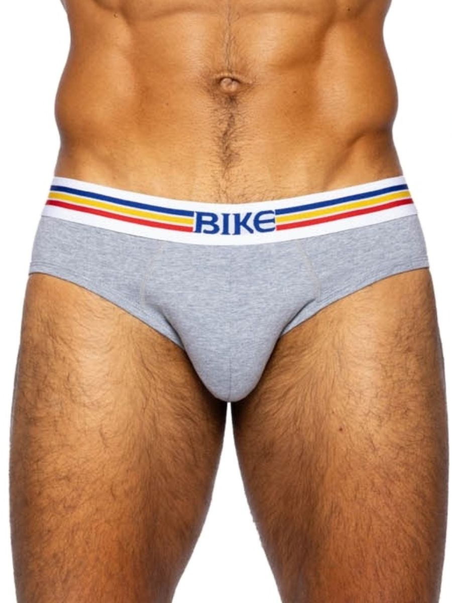 Gray CITYBOYZ★USA bike athletic stretch cotton briefs with a snug fit and comfortable waistband, designed for active wear.