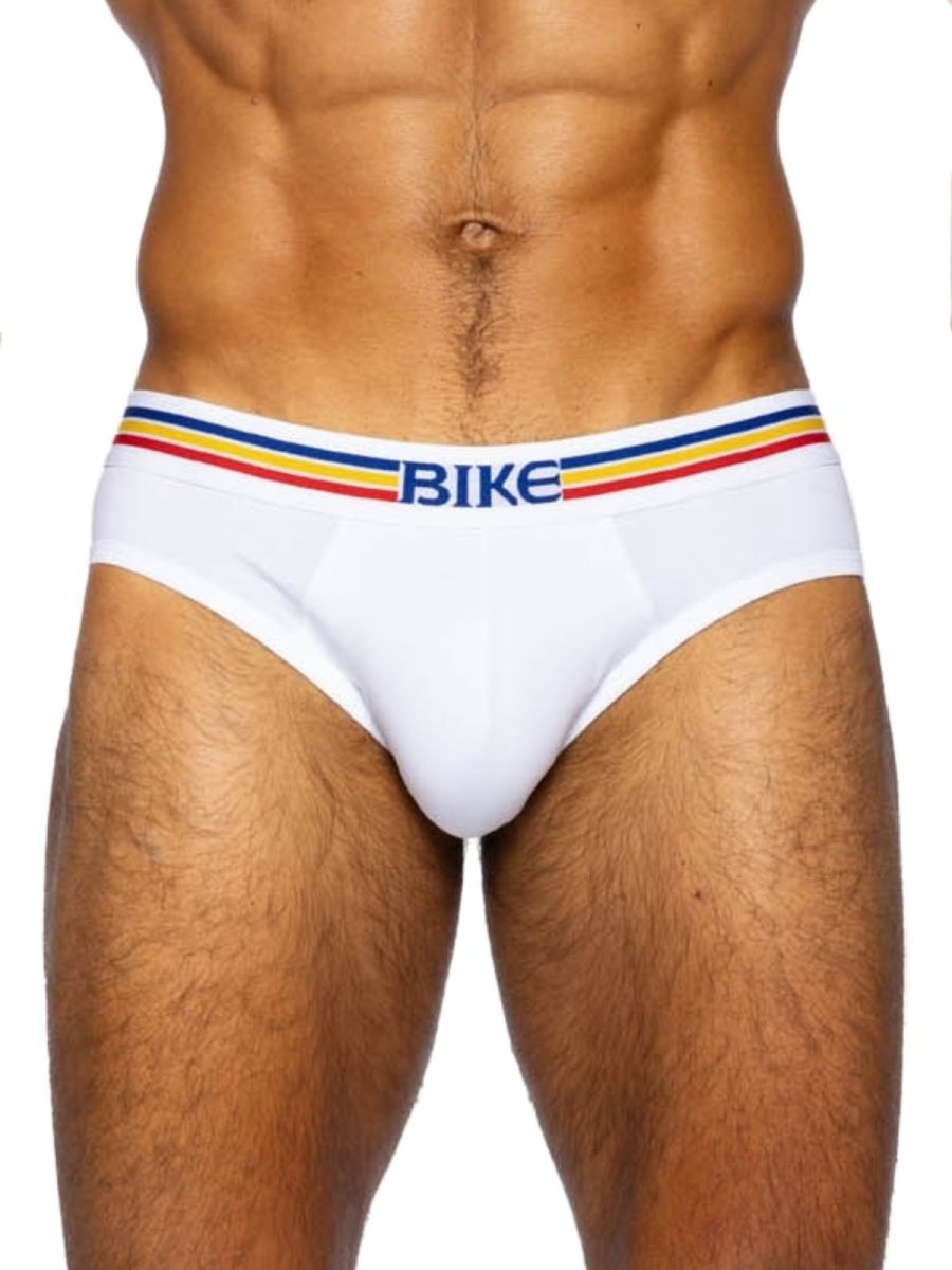 White athletic cotton briefs by CITYBOYZ★USA, featuring a comfortable fit and stretch fabric for active wear.