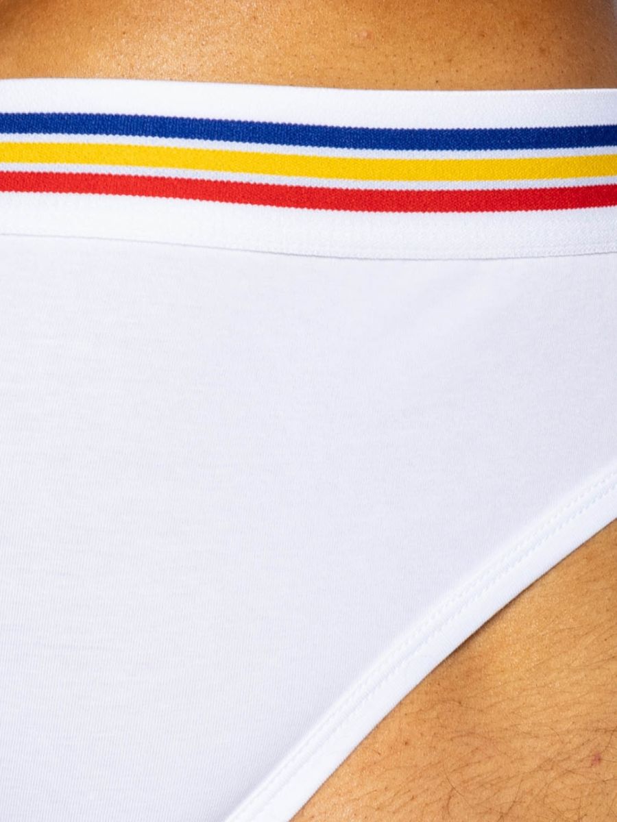 White Bike athletic stretch cotton briefs by CITYBOYZ★USA, featuring a comfortable fit and classic brief design.