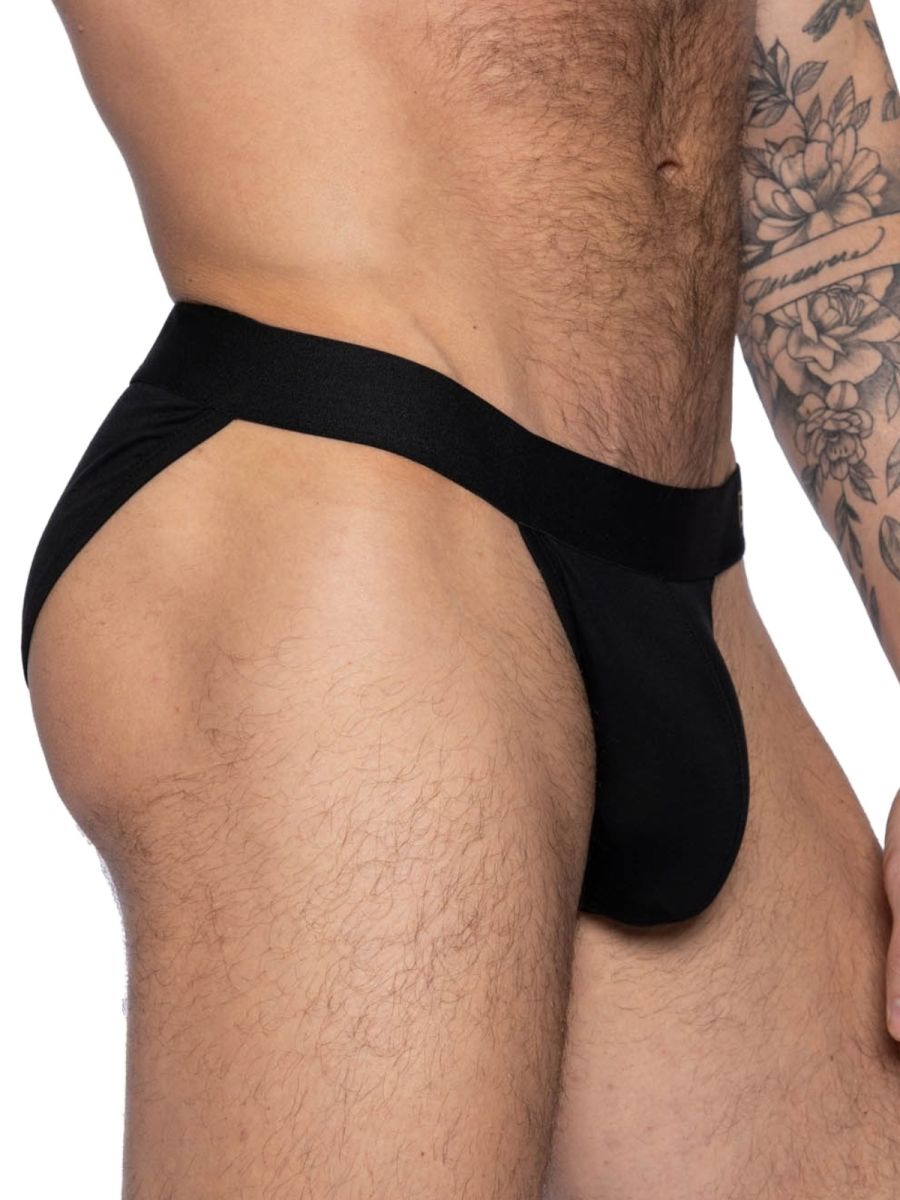 Black CityBOYZ USA athletic bike jock brief with supportive design and comfortable fit, ideal for active sports.