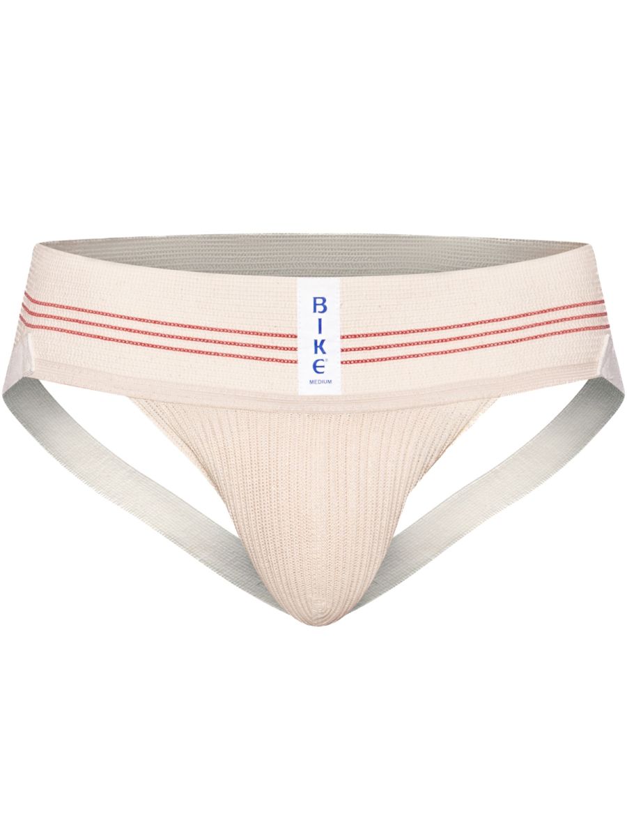 Vintage cream-colored Bike Athletic 1980s men's jockstrap by CITYBOYZ★USA, showcasing retro athletic support and fabric details.