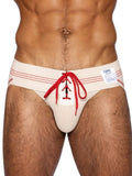 Vintage cream CITYBOYZ★USA Bike Athletic lace-up jockstrap with supportive design and athletic style, shown on a model.