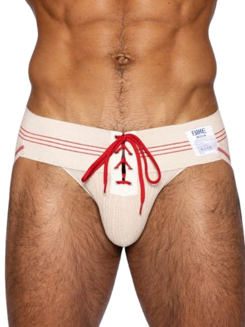 Vintage cream Bike Athletic jockstrap by CITYBOYZ★USA featuring lace-up design and athletic fit.